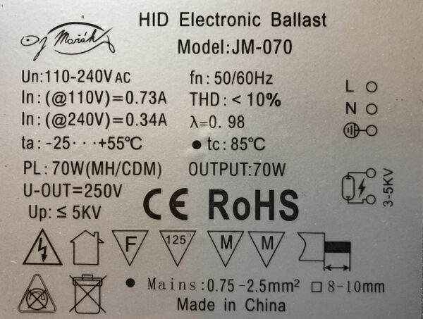 Elektronický předřadník JML-70